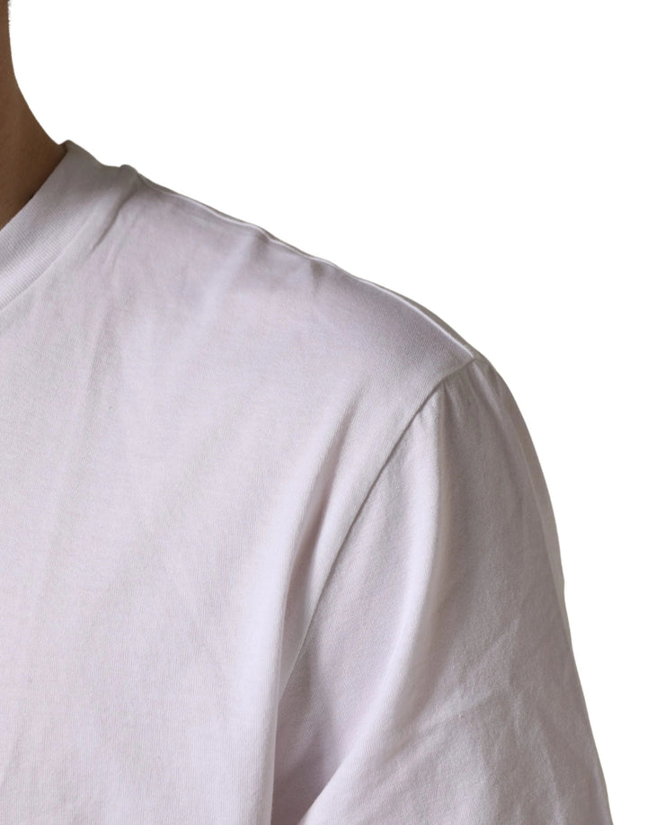 Dolce &amp; Gabbana Sample Sale Dolce &amp; Gabbana White Barcode Cotton Crew Neck Men T-shirt - | Designer outlet