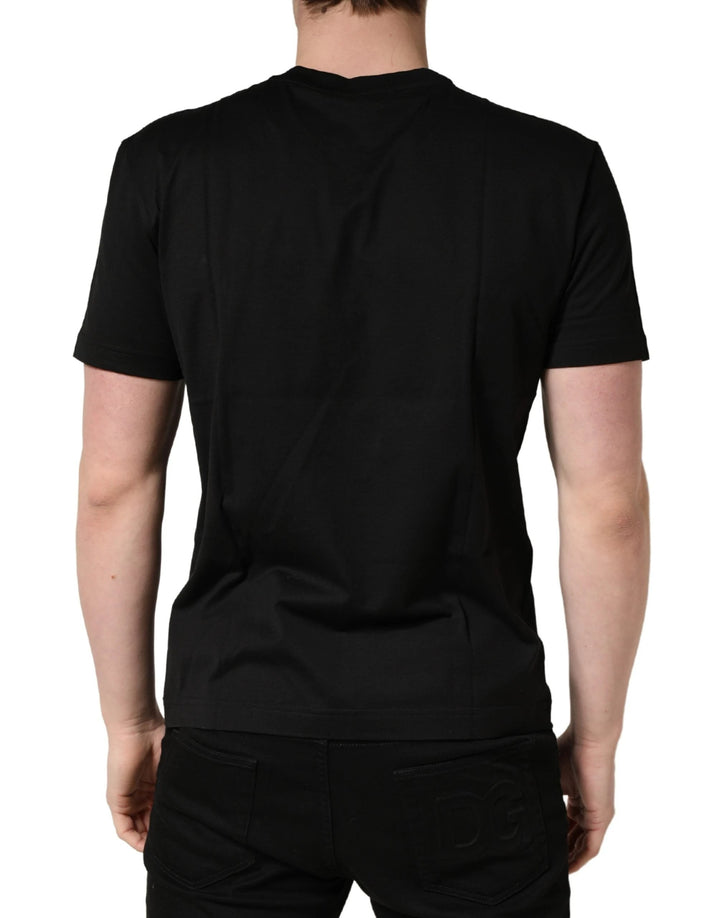 +39 MASQ Sample Sale +39 MASQ Black Logo DG Print Cotton Crew Neck T-shirt - | Designer outlet