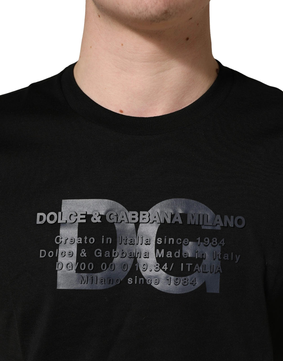 +39 MASQ Sample Sale +39 MASQ Black Logo DG Print Cotton Crew Neck T-shirt - | Designer outlet