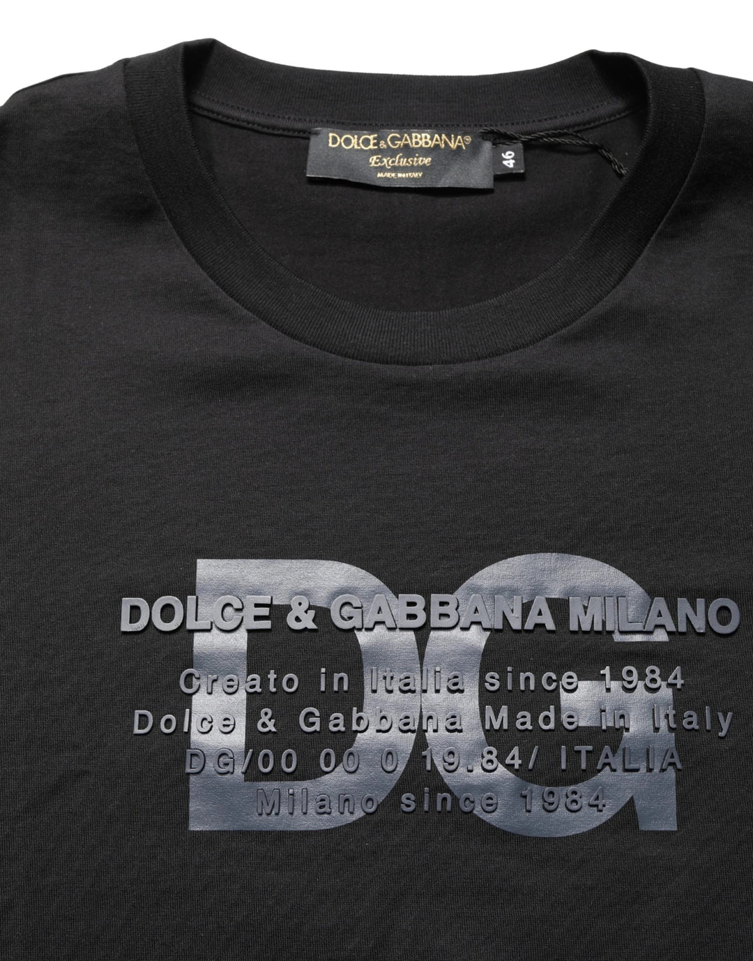 +39 MASQ Sample Sale +39 MASQ Black Logo DG Print Cotton Crew Neck T-shirt - | Designer outlet