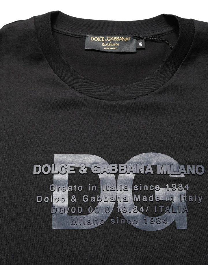 +39 MASQ Sample Sale +39 MASQ Black Logo DG Print Cotton Crew Neck T-shirt - | Designer outlet