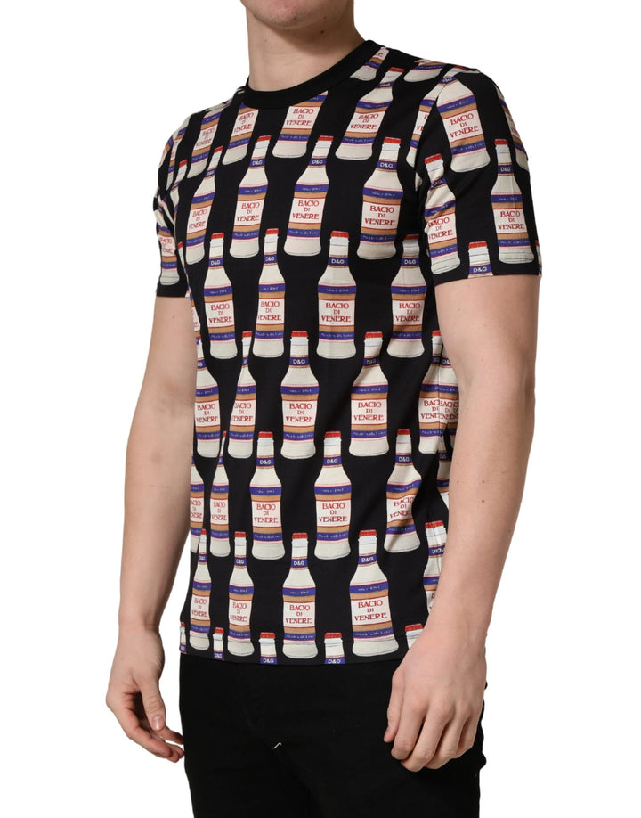 Dolce &amp; Gabbana Sample Sale Dolce &amp; Gabbana Black Bottle Print Cotton Crew Neck T-shirt - | Designer outlet