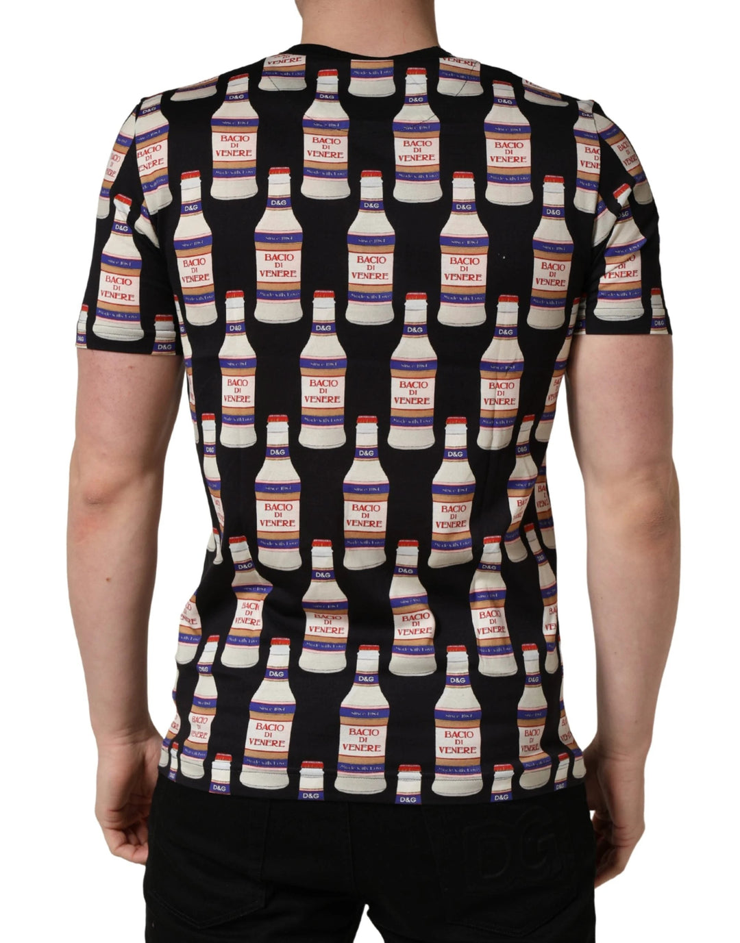 Dolce &amp; Gabbana Sample Sale Dolce &amp; Gabbana Black Bottle Print Cotton Crew Neck T-shirt - | Designer outlet