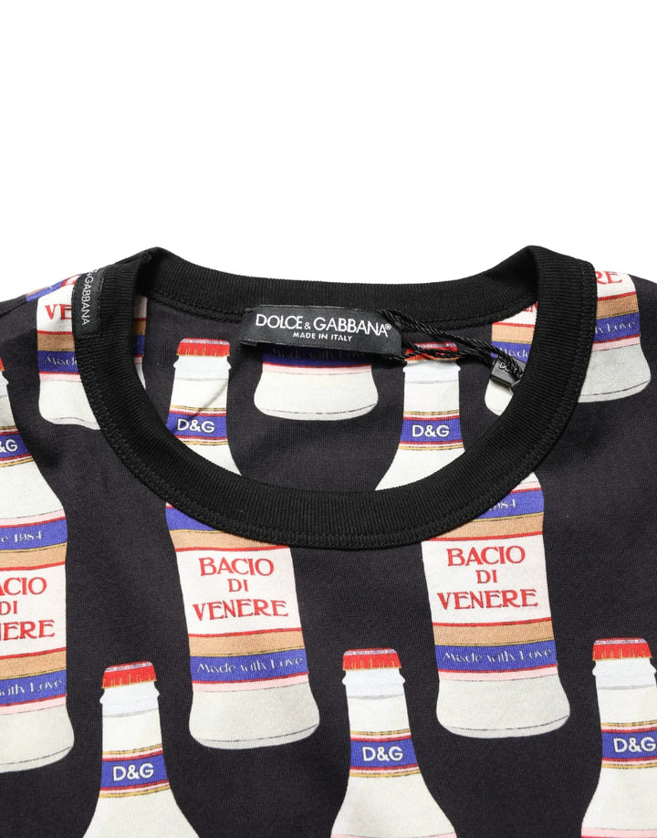 Dolce &amp; Gabbana Sample Sale Dolce &amp; Gabbana Black Bottle Print Cotton Crew Neck T-shirt - | Designer outlet