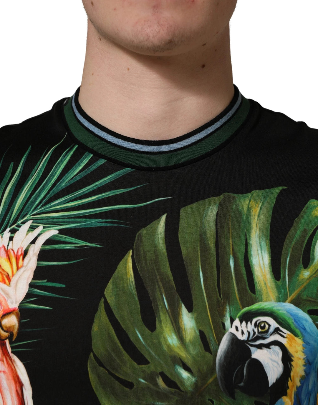 Dolce &amp; Gabbana Sample Sale Dolce &amp; Gabbana Black Bird Print Cotton Men Crew Neck T-shirt - | Designer outlet