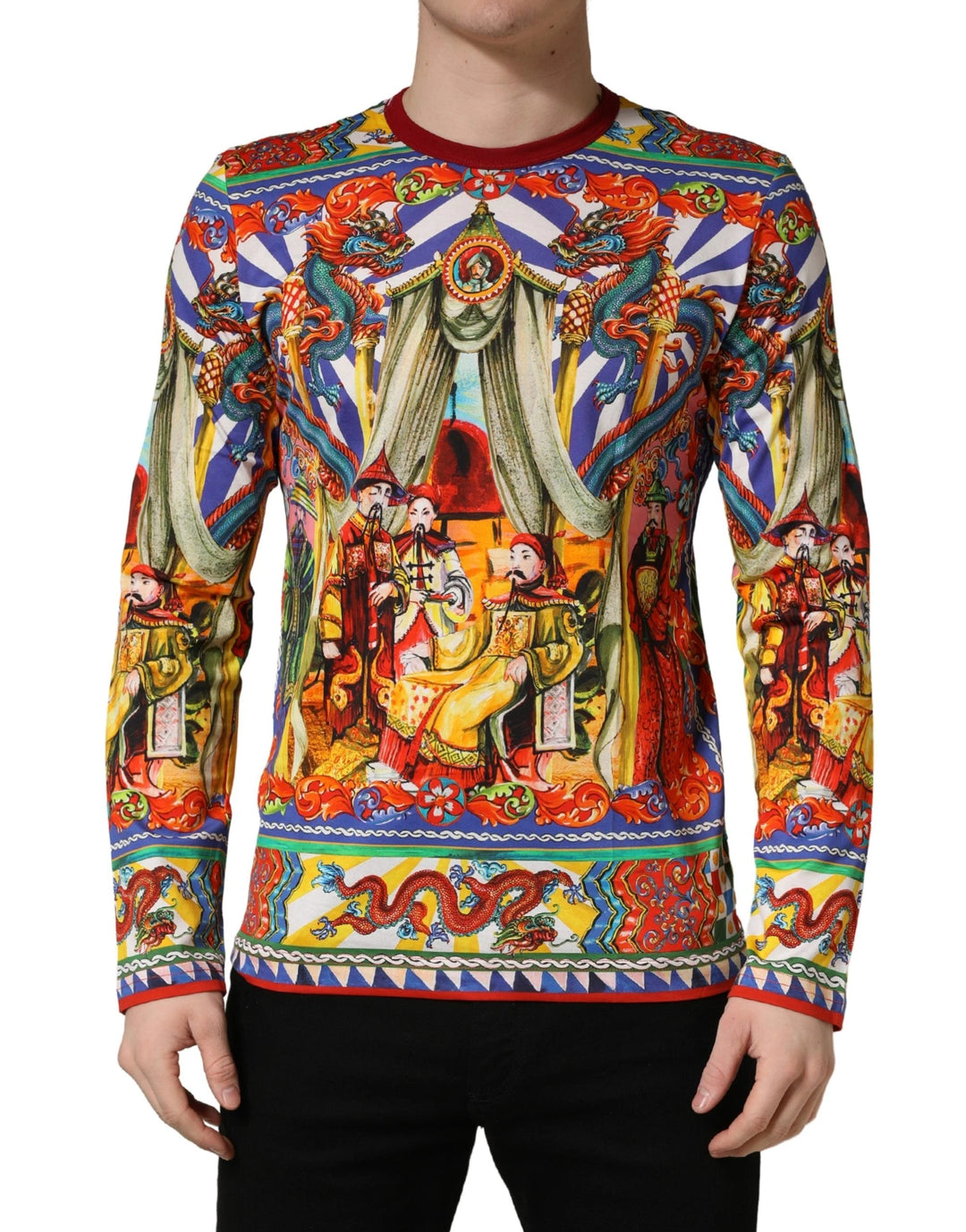 Dolce & Gabbana Sample Sale Dolce & Gabbana Multicolor Teatro Dei Pupi Men Long Sleeves T-shirt - | Designer outlet