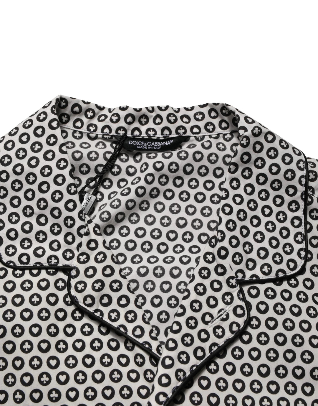 Dolce & Gabbana Black White Geometric Pattern Collared Shirt