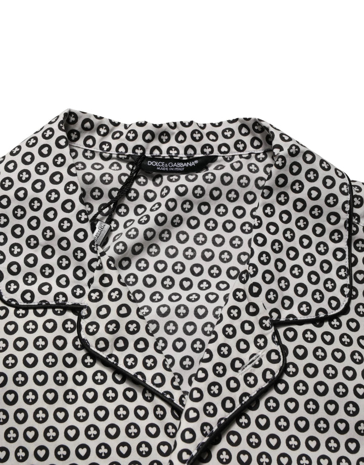 Dolce & Gabbana Black White Geometric Pattern Collared Shirt