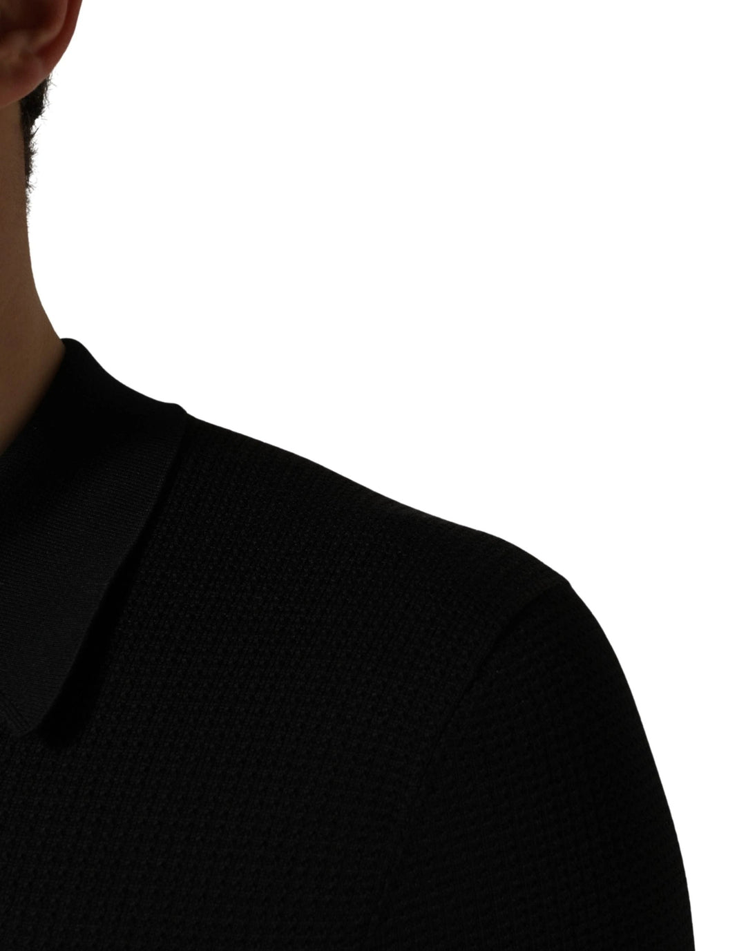 Dolce & Gabbana Black Heraldic Crest Patch Silk Polo T-shirt