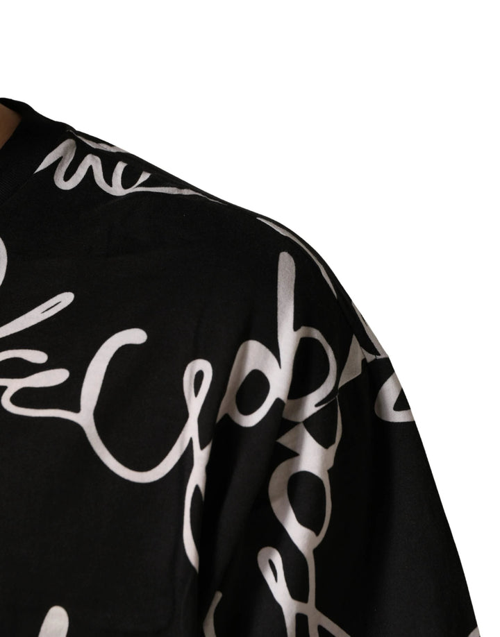 Dolce & Gabbana Black Script Logo Print Men Crew Neck T-shirt