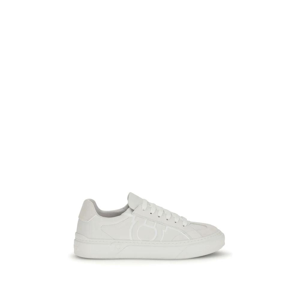 Ferragamo Sample Sale Ferragamo White Calf Leather Bos Taurus Sneakers - | Designer outlet