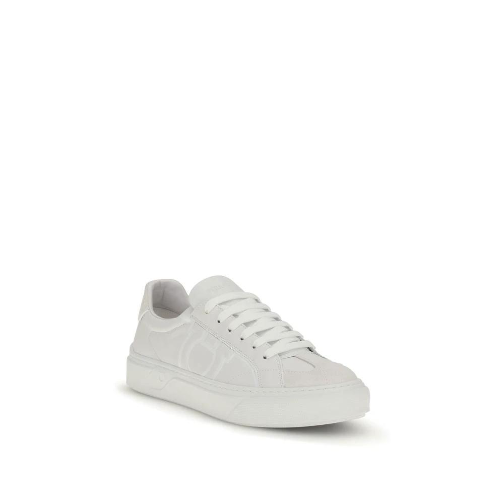 Ferragamo Sample Sale Ferragamo White Calf Leather Bos Taurus Sneakers - | Designer outlet