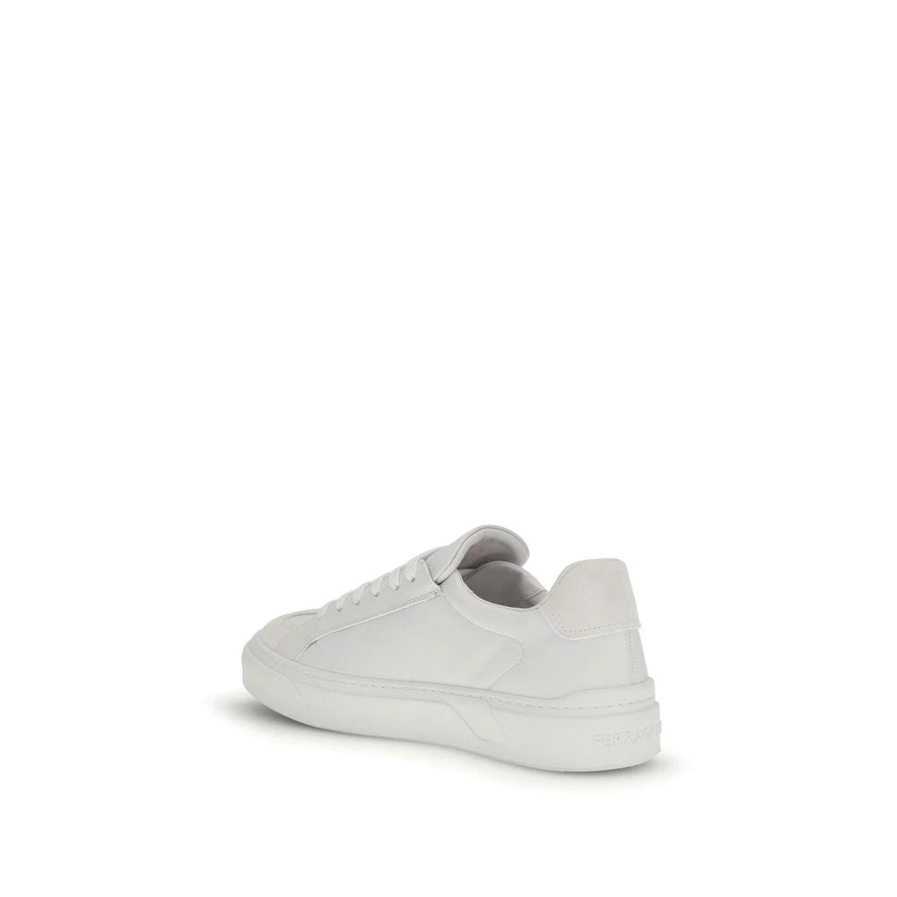 Ferragamo Sample Sale Ferragamo White Calf Leather Bos Taurus Sneakers - | Designer outlet