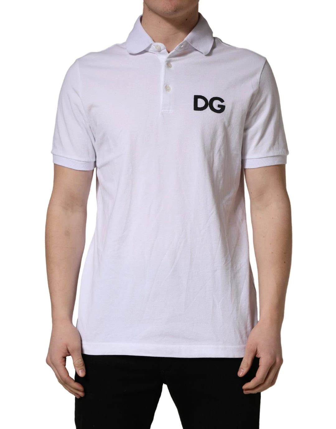 Dolce & Gabbana Sample Sale Dolce & Gabbana White Logo Embroidered Cotton Polo T-shirt - | Designer outlet