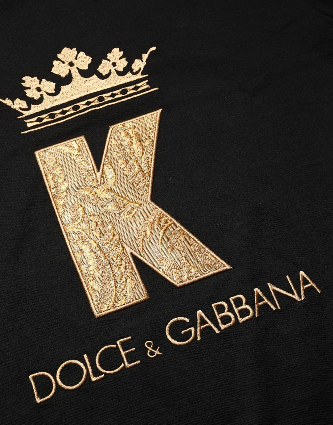 Dolce &amp; Gabbana Black King Patch Cotton Men CrewNeck T-shirt