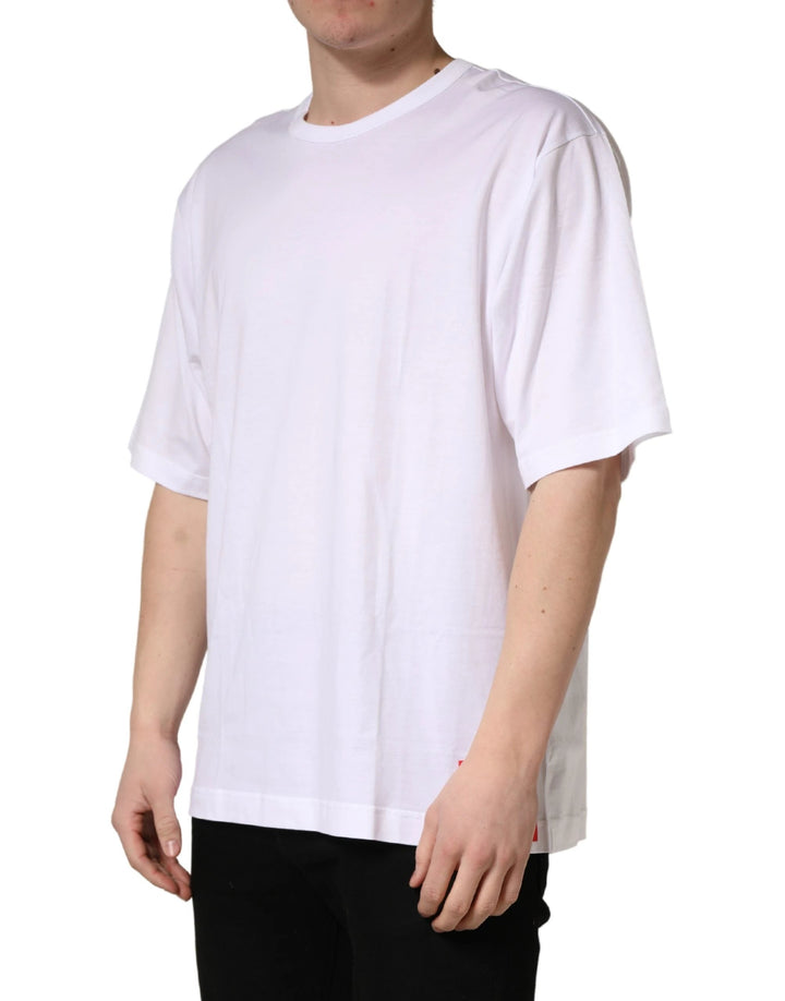 Dolce &amp; Gabbana White Cotton Short Sleeves Crew Neck T-shirt