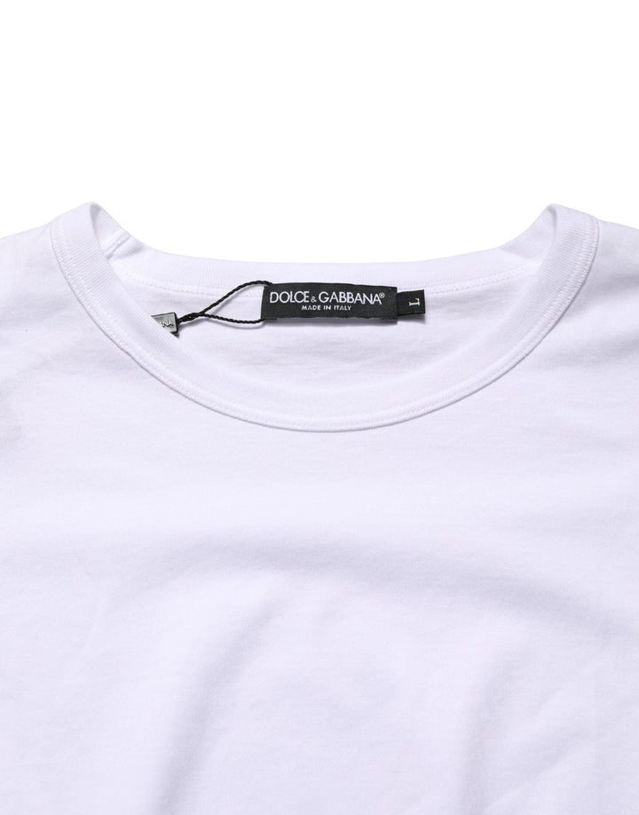 Dolce &amp; Gabbana White Cotton Short Sleeves Crew Neck T-shirt