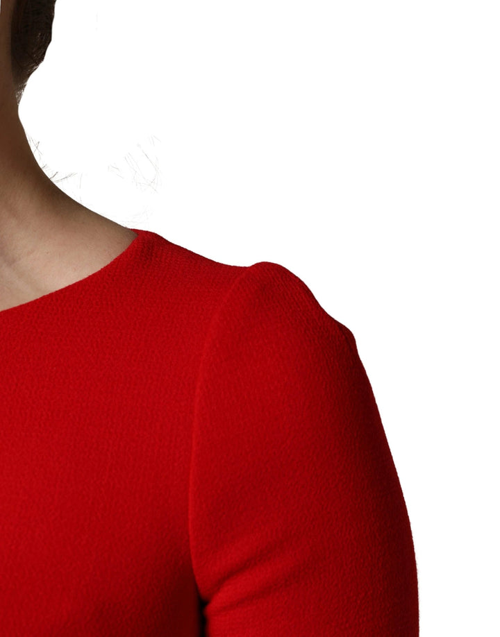 Dolce &amp; Gabbana Red Heart Emmbellished Wool Mini  Dress