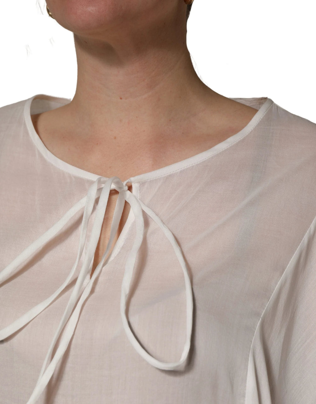 Dolce & Gabbana White Tiered Cotton Poplin Sheer Mini Dress