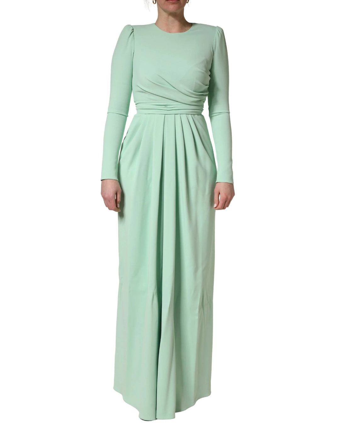 Dolce &amp; Gabbana Green Viscose Long Sleeves Long Gown Dress
