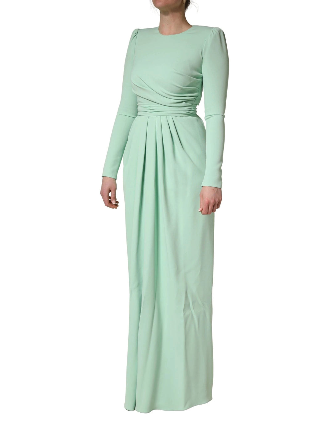 Dolce &amp; Gabbana Green Viscose Long Sleeves Long Gown Dress