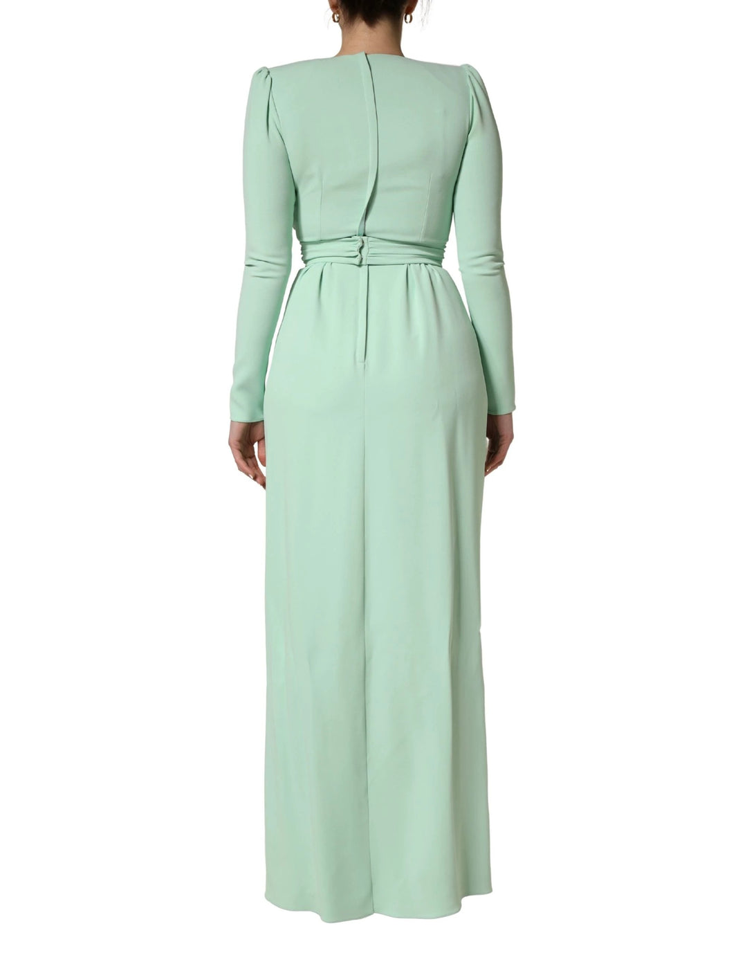 Dolce &amp; Gabbana Green Viscose Long Sleeves Long Gown Dress