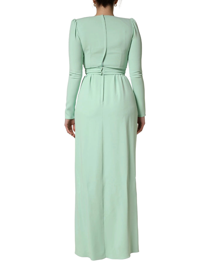 Dolce &amp; Gabbana Green Viscose Long Sleeves Long Gown Dress