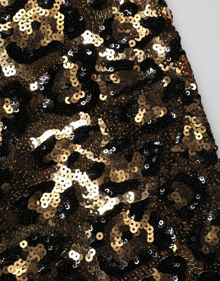Dolce & Gabbana Gold Leopard Sequined Straight Trouser Pants