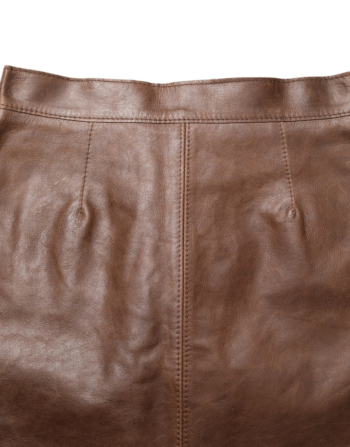 Dolce & Gabbana Brown Leather High Waist Bodycon Mini Skirt