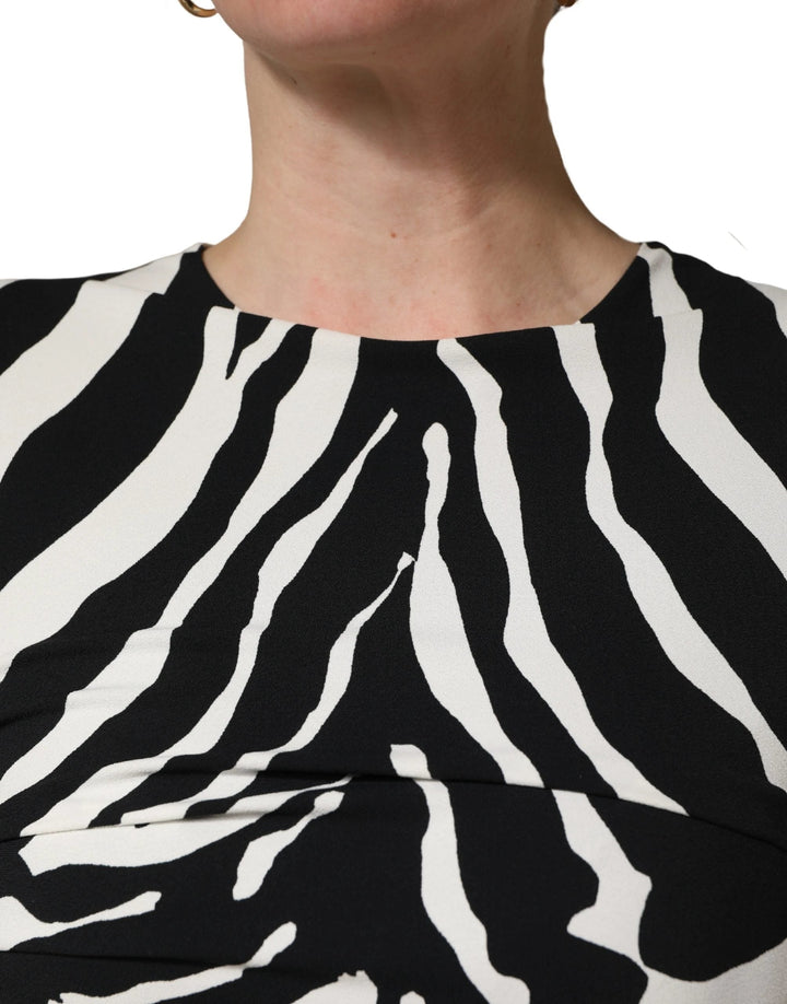 Dolce & Gabbana Black White Zebra Cady Calf Length Dress