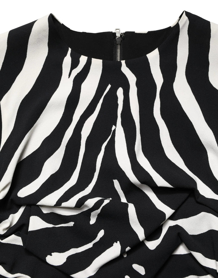 Dolce & Gabbana Black White Zebra Cady Calf Length Dress