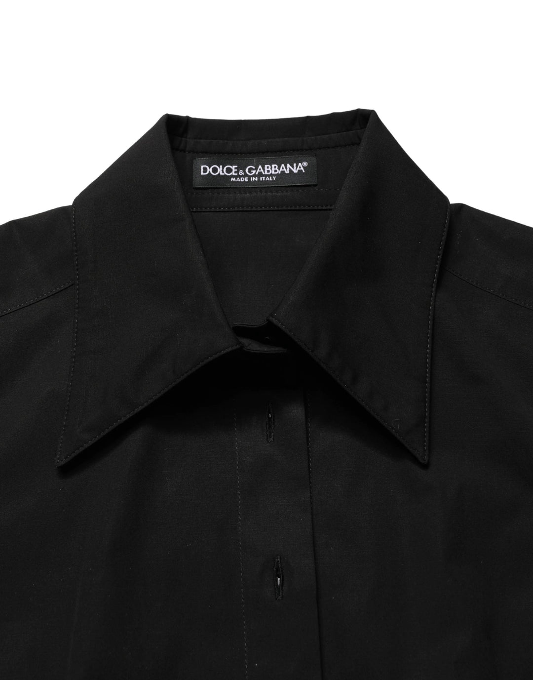 Dolce & Gabbana Black Cotton Sleeveless Collared Blouse Top
