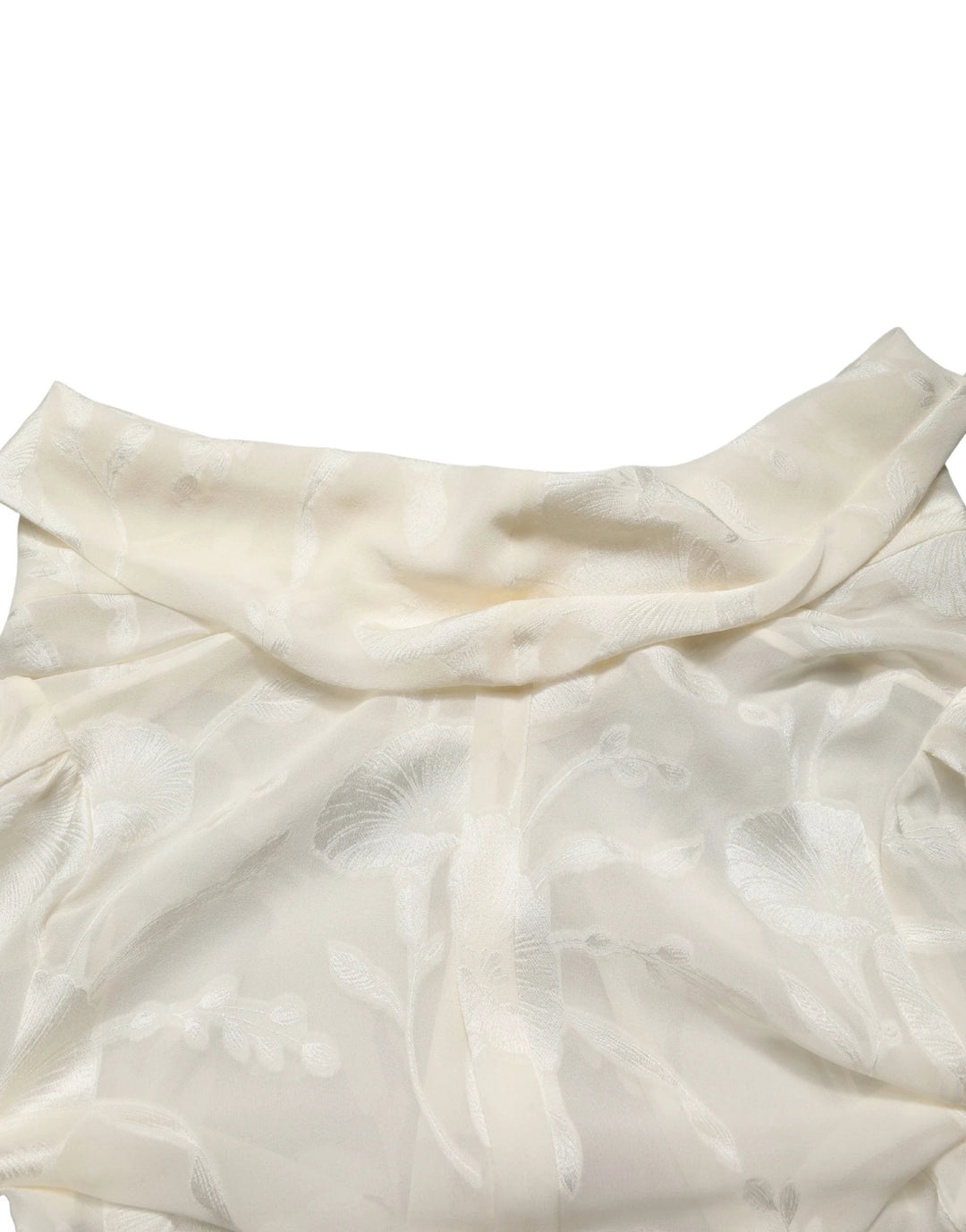 Dolce &amp; Gabbana Off White Floral Semi Sheer Silk Blouse Top