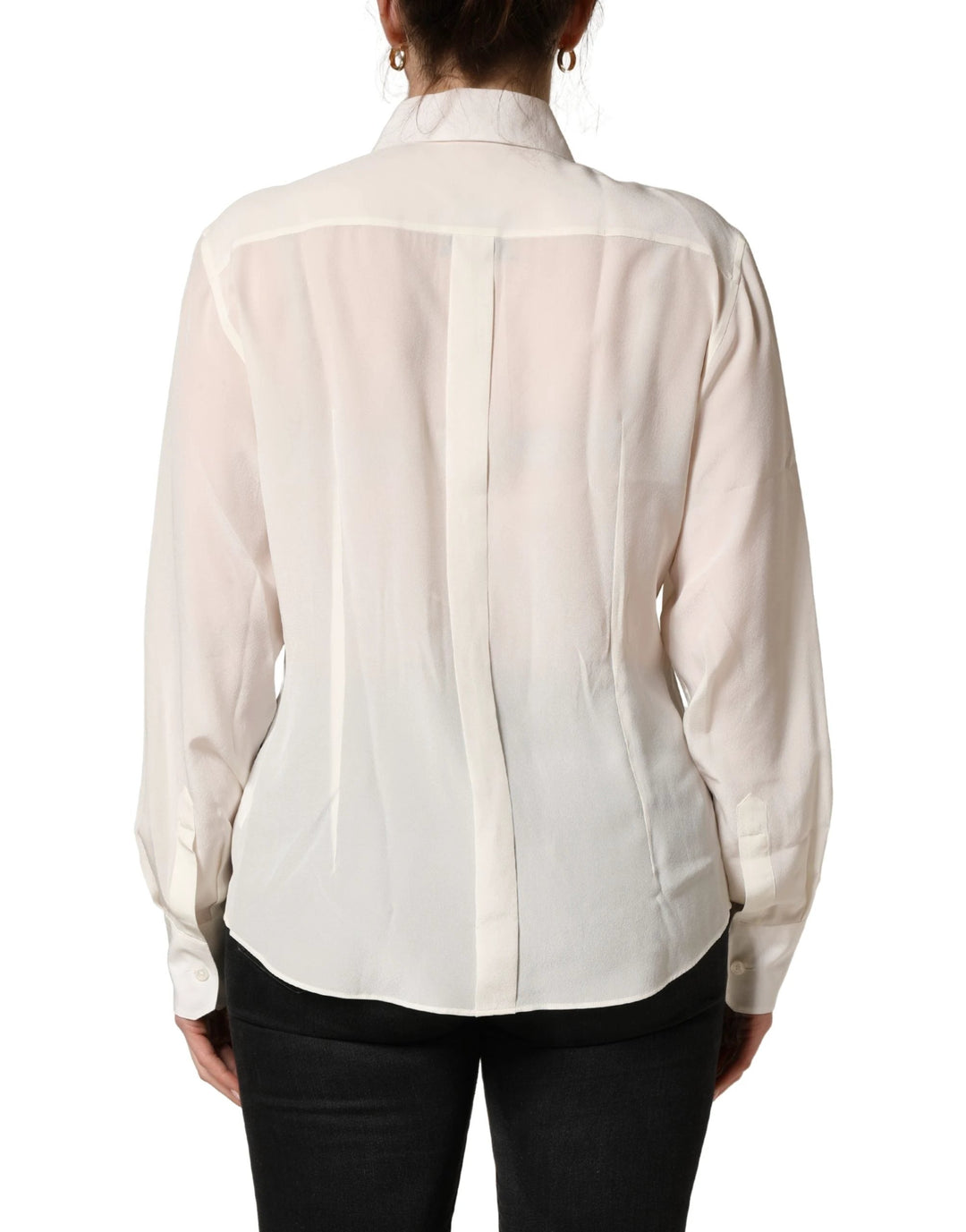 Dolce & Gabbana Off White Collared Long Sleeves Blouse Top