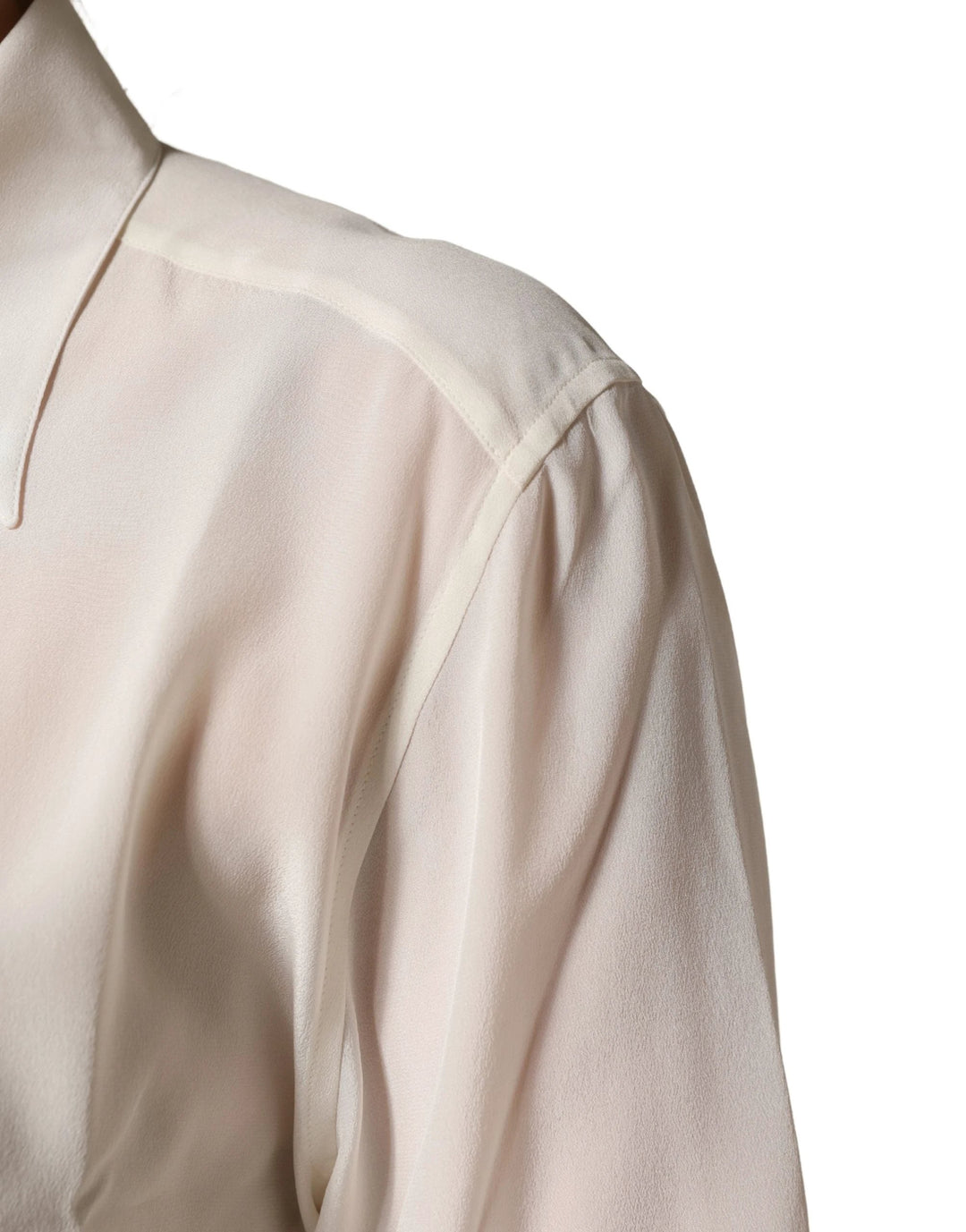 Dolce & Gabbana Off White Collared Long Sleeves Blouse Top