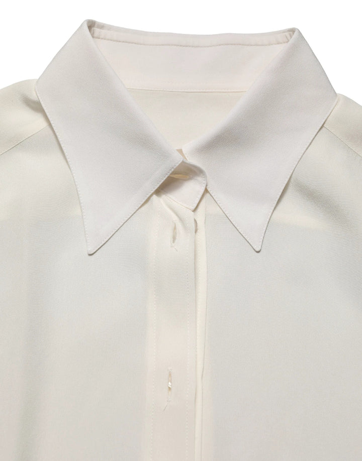 Dolce & Gabbana Off White Collared Long Sleeves Blouse Top