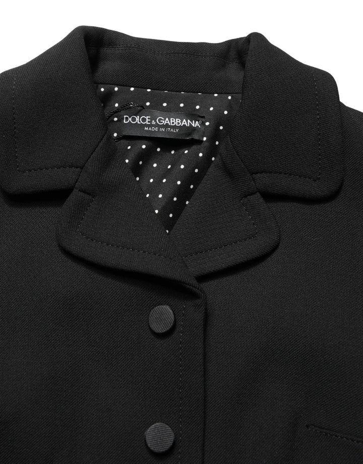 Dolce &amp; Gabbana Black Collared Short Sleeves Cropped Blouse Top