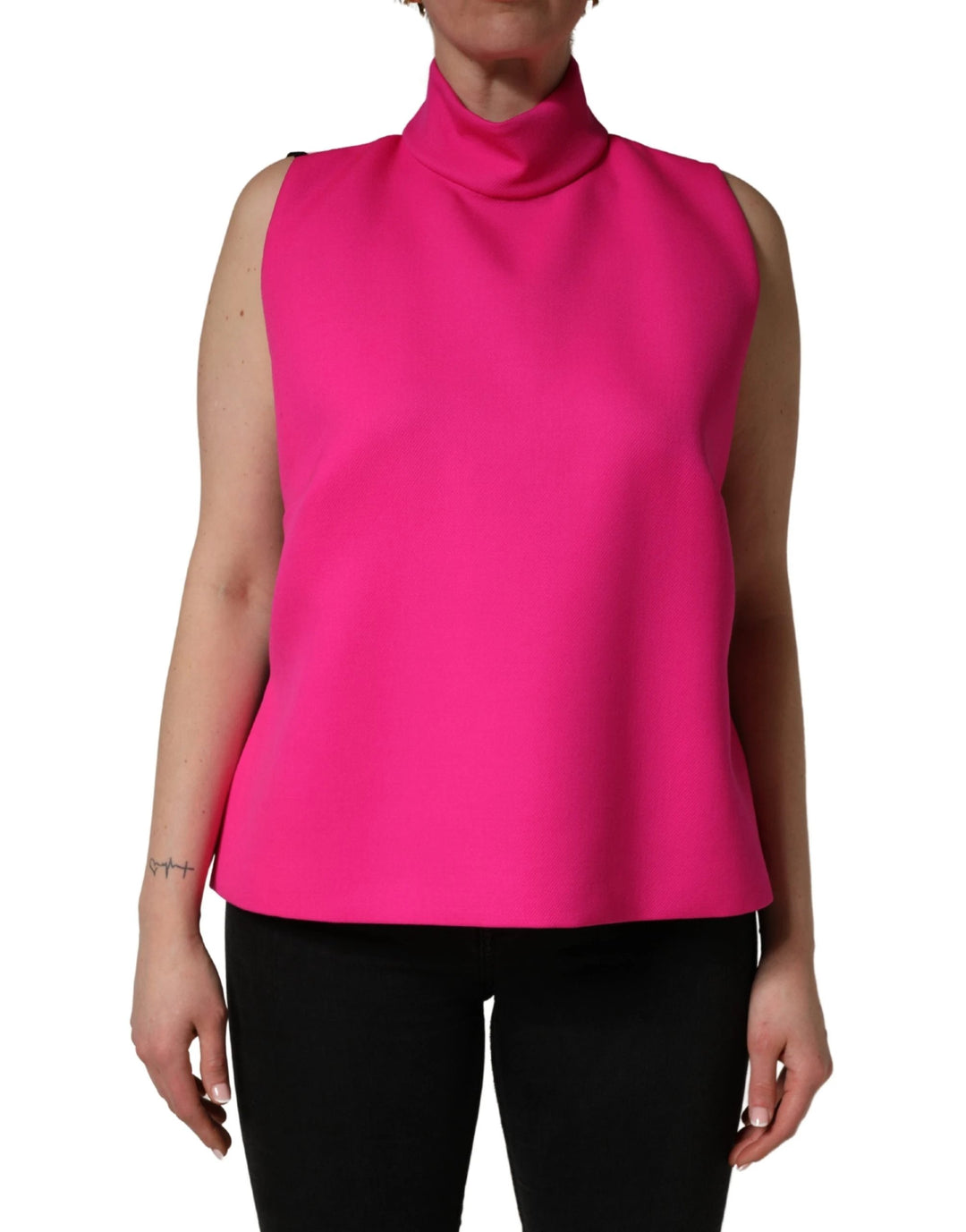 Dolce &amp; Gabbana Hot Pink Wool Backless Sleeveless Tank Top