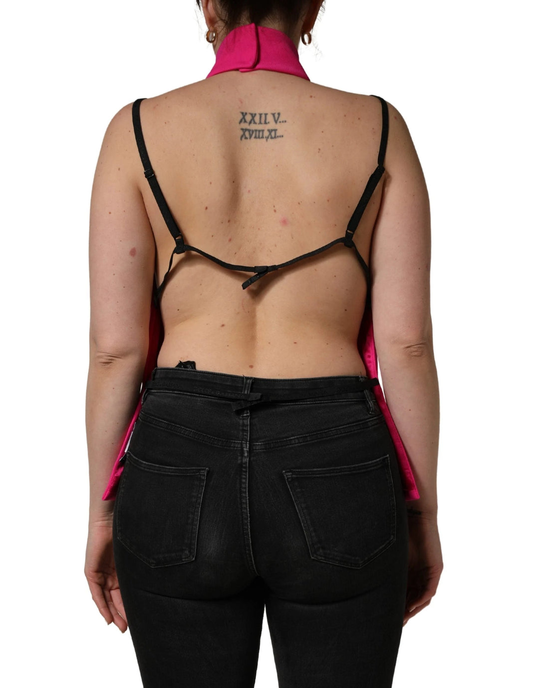 Dolce &amp; Gabbana Hot Pink Wool Backless Sleeveless Tank Top
