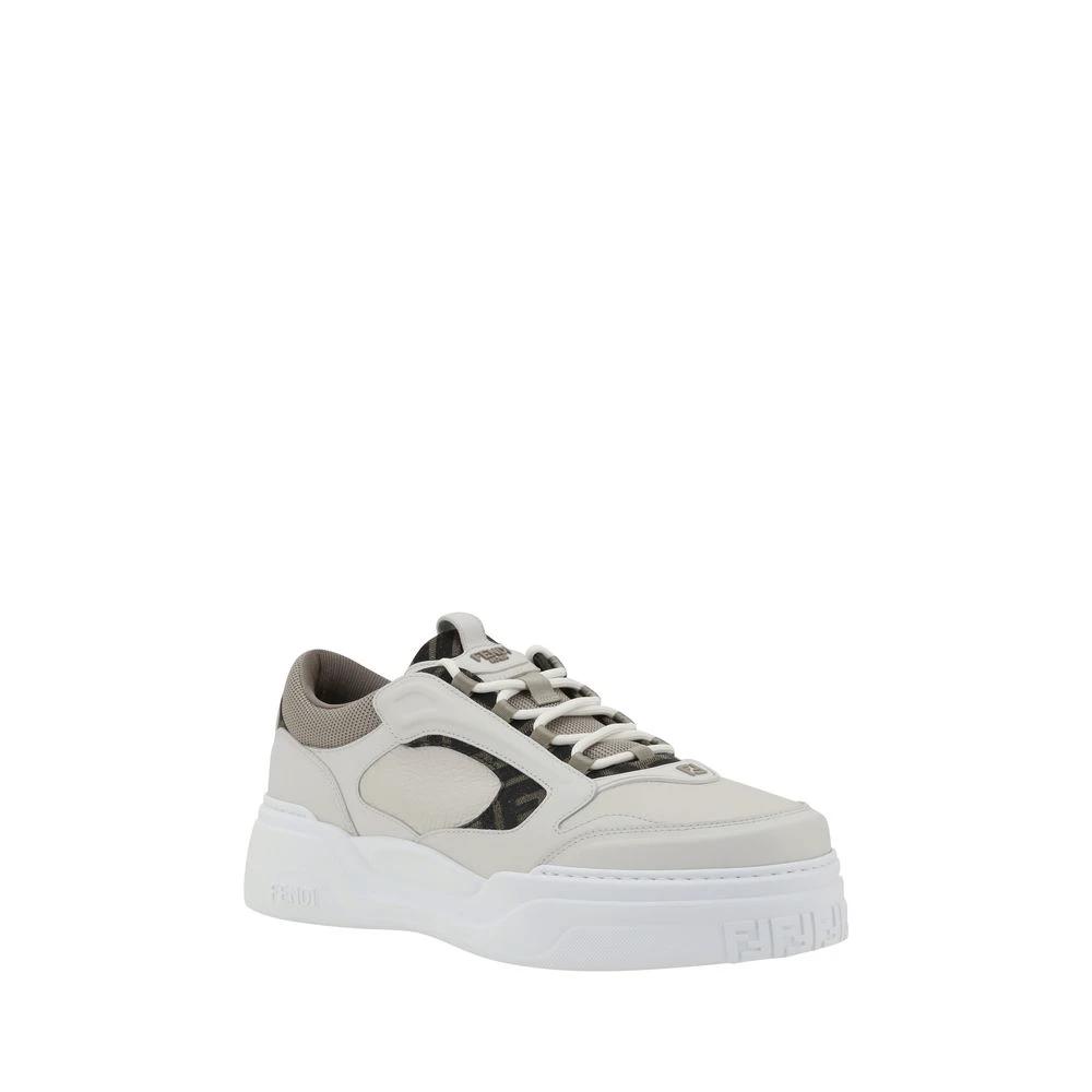 Fendi White Calf Leather Bos Taurus Low Top Sneakers