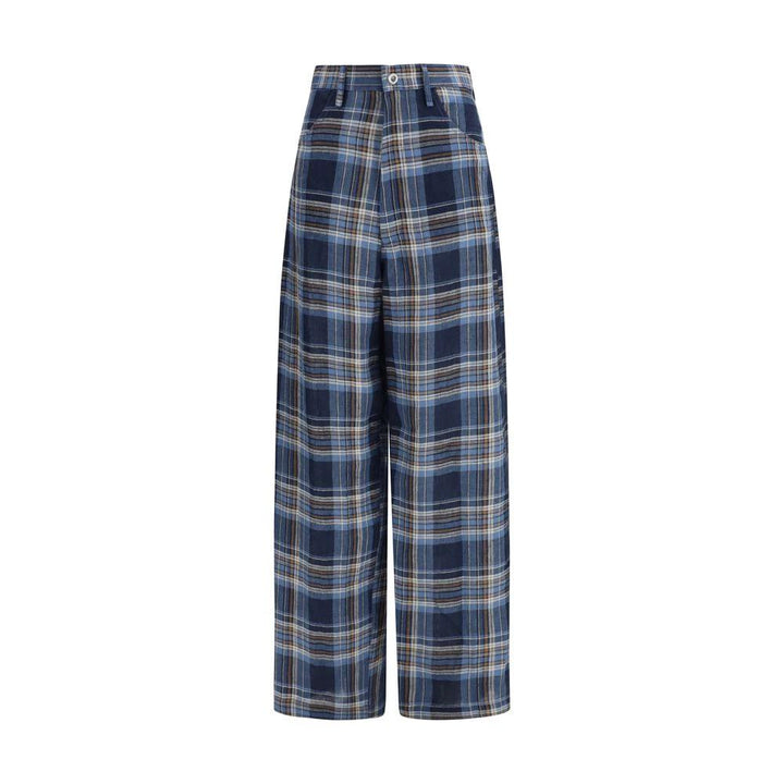 MARBELL Sample Sale MARBELL Blue Linen Casual Pants - | Designer outlet