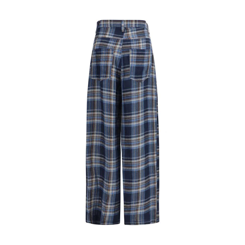 MARBELL Sample Sale MARBELL Blue Linen Casual Pants - | Designer outlet