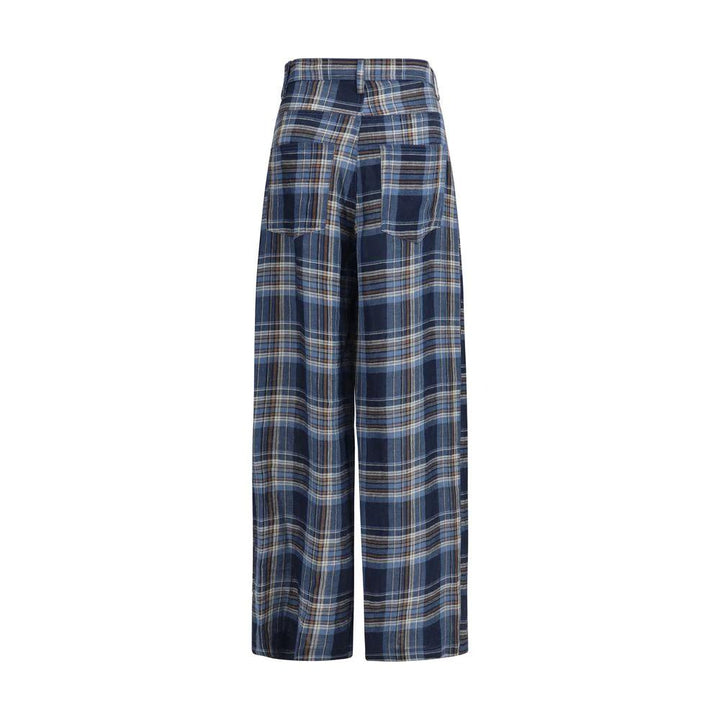 MARBELL Sample Sale MARBELL Blue Linen Casual Pants - | Designer outlet
