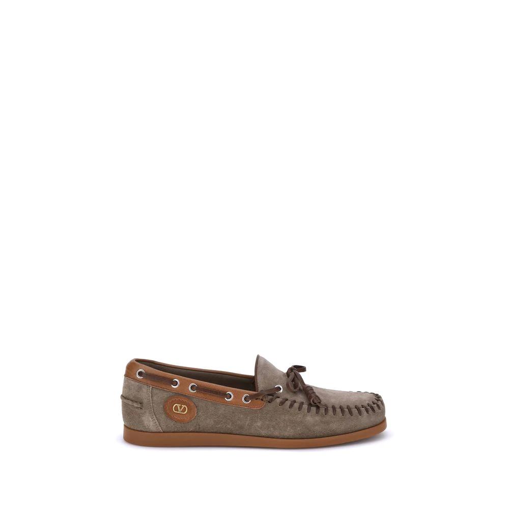 Valentino Garavani Sample Sale Valentino Garavani Brown Crust Leather Slip-On Loafers - | Designer outlet