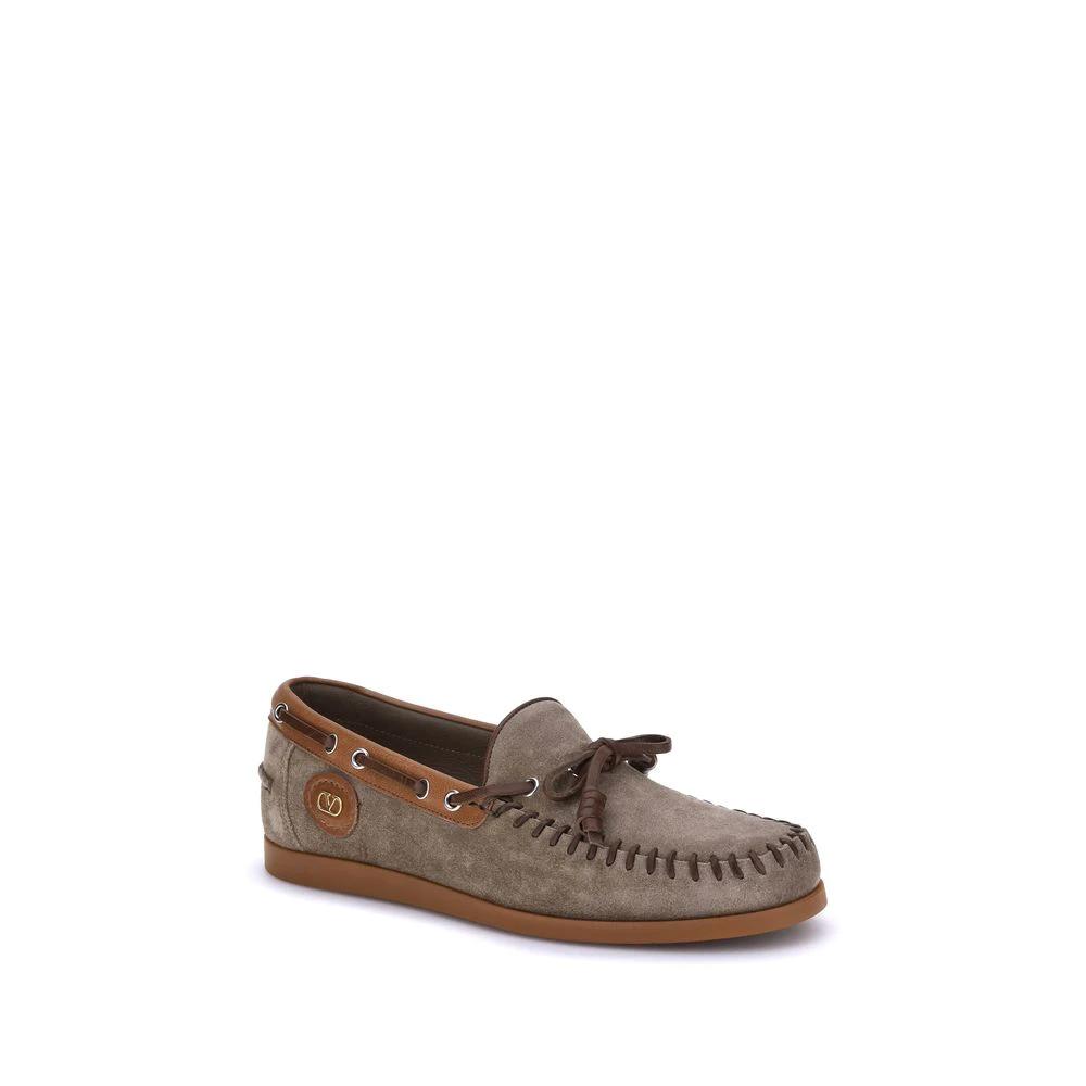 Valentino Garavani Sample Sale Valentino Garavani Brown Crust Leather Slip-On Loafers - | Designer outlet