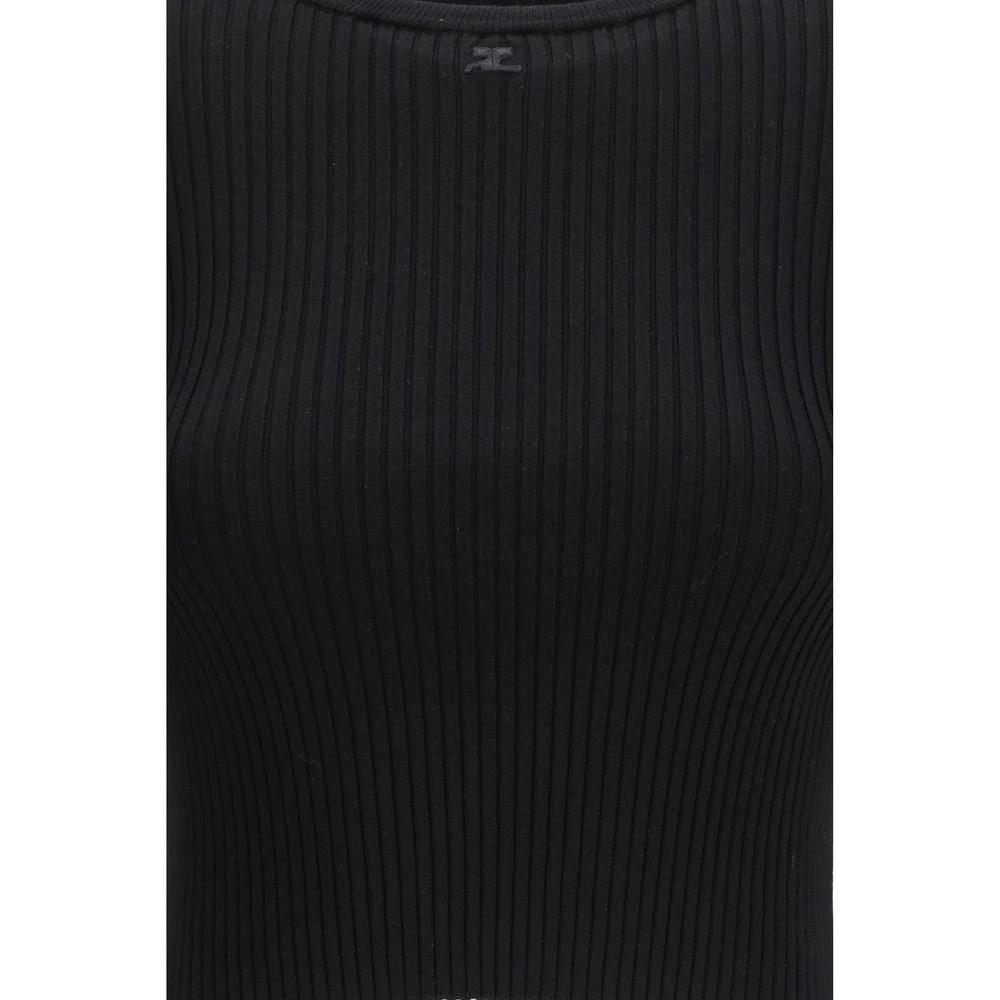Courrèges Black Viscose T-Shirt
