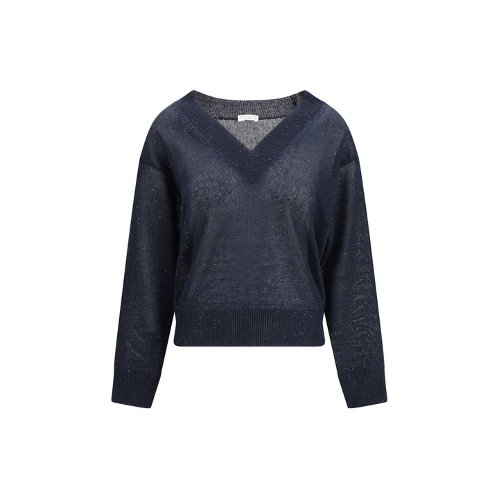 Brunello Cucinelli Sample Sale | Brunello Cucinelli Blue Linen T-Shirt - | Designer outlet