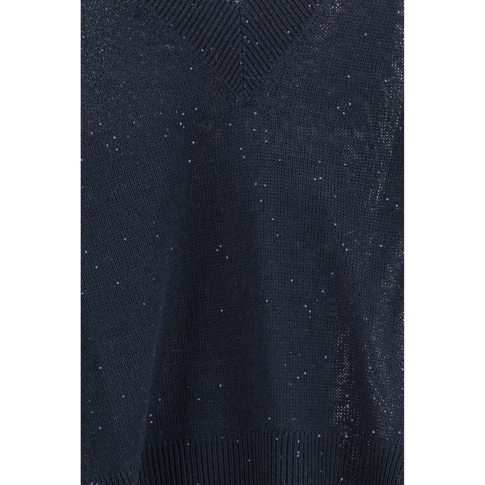 Brunello Cucinelli Sample Sale | Brunello Cucinelli Blue Linen T-Shirt - | Designer outlet