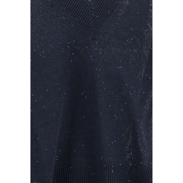 Brunello Cucinelli Sample Sale | Brunello Cucinelli Blue Linen T-Shirt - | Designer outlet