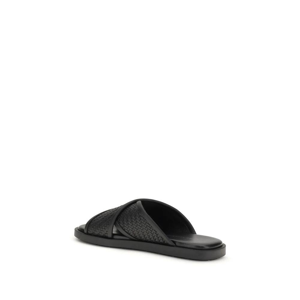 Ferragamo Sample Sale Ferragamo Black Calf Leather Bos Taurus Sandals - | Designer outlet
